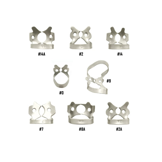 dental Rubber Dam Clamps set of 8