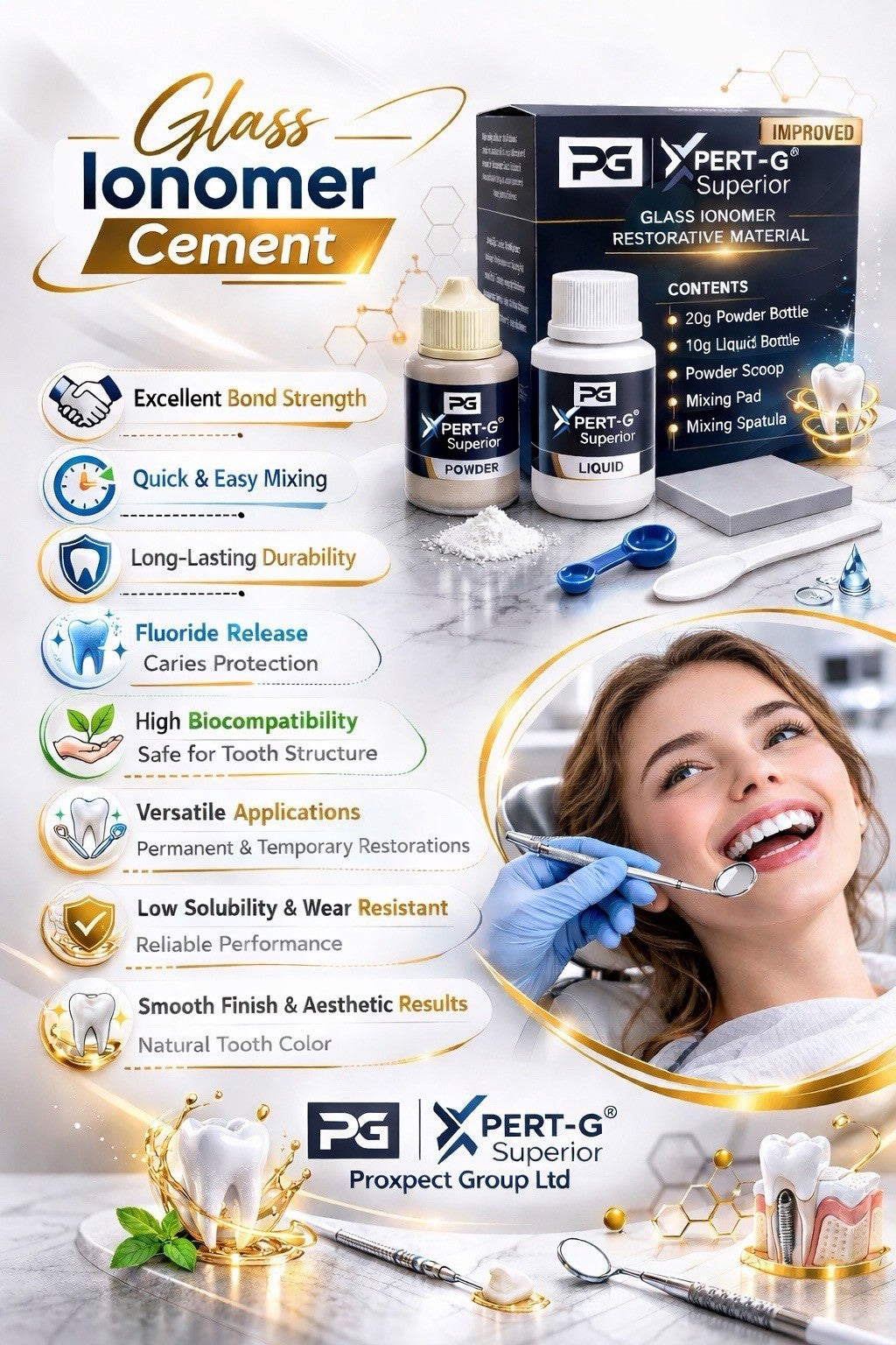 Xpert-G Superior Restauration Permanent Tooth Füllung Dental Cement Repair Set